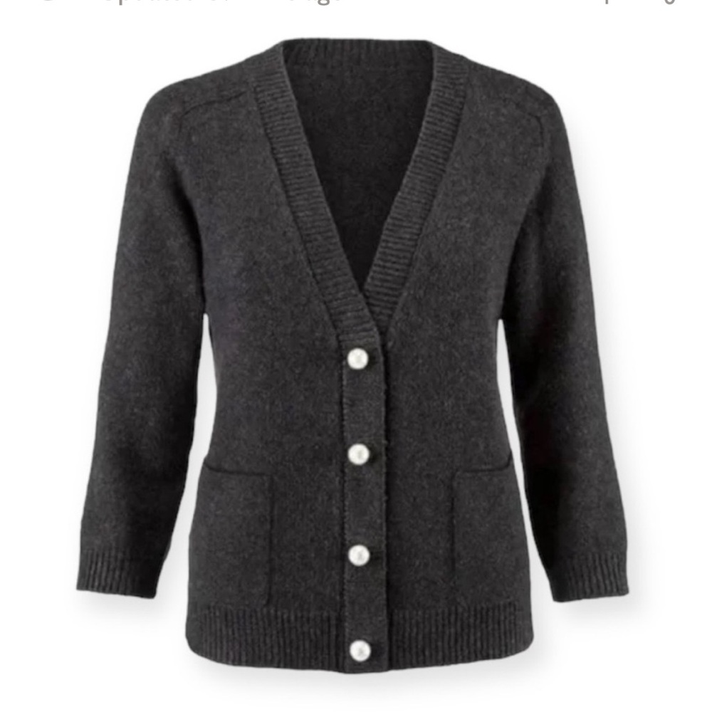 🛍️Cabi Grey Snap Pearl Buttons Cardigan L